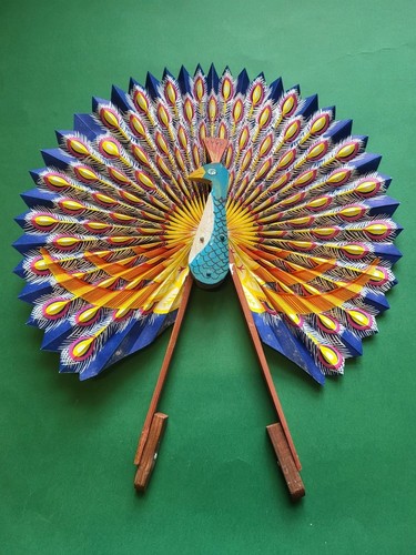 Fächer pfau blau gelb - gelb, kinder