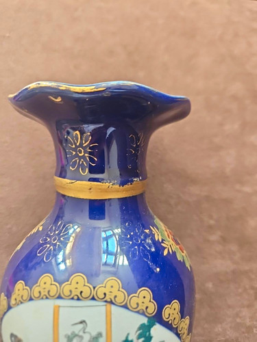 Vase blau gold - mehrfarbig, mit