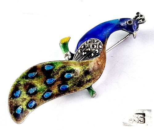 Vintage brosche pfau - vintage, brosche,