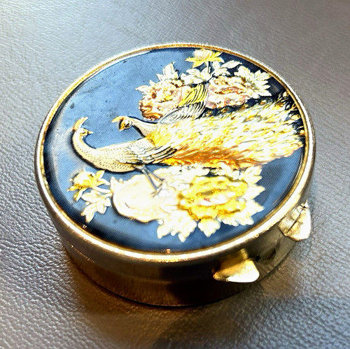 Vintage pillendose pfau motiv - pfau,