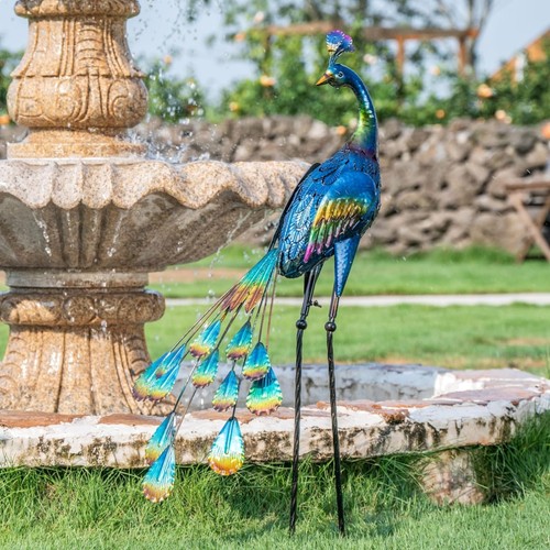 Gartenstatue pfau metall - gartenstatue, pfau,